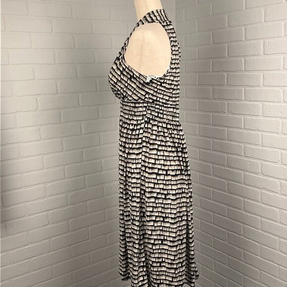 Calvin Klein Dress Women 2 Tan Black Halter Smock‎ Marilyn Monroe Stretch NWT - Picture 3 of 13